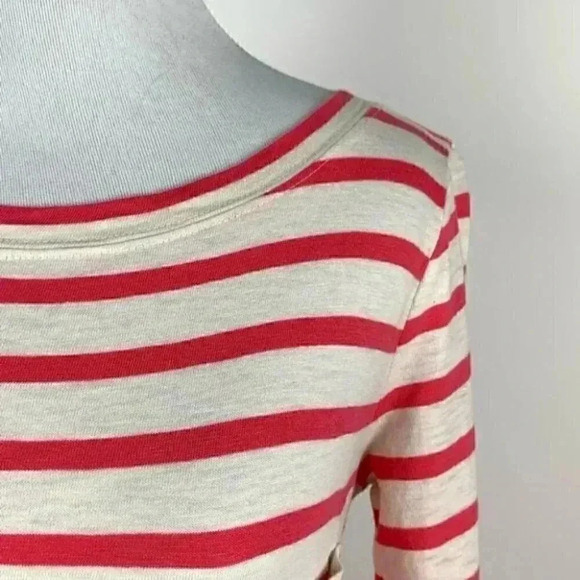 J Crew top size XXS Pink white striped 3/4 sleeve - Picture 3 of 10
